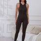 Half Zip Wide Strap Active Jumpsuit