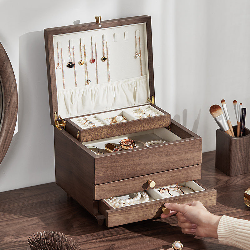 Large Capacity Wooden Jewelry Storage Box