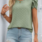 Perfee Swiss Dot Round Neck Petal Sleeve Blouse