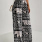 Printed Wide Leg Elastic Waist Pants