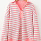 Striped Johnny Collar Long Sleeve Sweatshirt