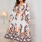 Honey Plus Size Printed Surplice Flounce Sleeve Dress