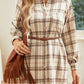 Plaid Collared Neck Long Sleeve Mini Shirt Dress