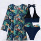 Printed Halter Neck Three-Piece Swim Set