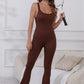 Scoop Neck Wide Strap Active Jumpsuit