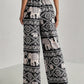 Printed Wide Leg Elastic Waist Pants