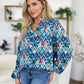 Double Take Full Size Printed Balloon Sleeve Blouse