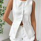 Button Down Round Neck Vest