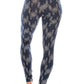 Long Yoga Style Banded Lined Multi Printed Knit Legging With High Waist