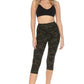 Multi-color Print, Cropped Capri Leggings In A Fitted Style With A Banded High Waist