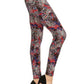 Floral Print High Waist Basic Solid Leggings With 1 Elastic Waistband