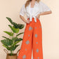 Wide Leg Border Print Woven Pants