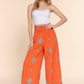 Wide Leg Border Print Woven Pants