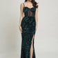 Cecily Teddy Velvet Corset Maxi Dress