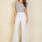 High Waist Stretch Crepe Flare Pants