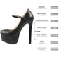 Onlymaker Women Mary Jane Platform Pumps Ankle Strap Stiletto Super High Heels Dress Buckle Shoes Large Size Female Heels