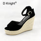 Size 32-44 Women's Wedges Sandals 2020 New Straw Wedge Heel Gladiator Sandals For Women Buckle Strap Lady Platform Sandals Shoes