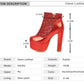 Fashion Ankle Boots For Women Thick Heels Spring Autumn Bling Round Toe Platform Shoes Golden Zipper Ladies Party Boot Mujer