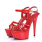 Hot! Women Summer Sandals Patent Leather Platform Sandals High-heeled Shoes 15cm  Fashion Shows Thin Heels Plus-size pumps 34-44