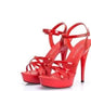 Hot! Women Summer Sandals Patent Leather Platform Sandals High-heeled Shoes 15cm  Fashion Shows Thin Heels Plus-size pumps 34-44