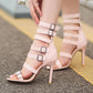 Lasyarrow Women High Heels Sexy Ladies Cut Out Roman Sandals Gladiator Bootie Stilettos Open Toe Shoes Woman Buckle Strap RM294