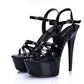 Hot! Women Summer Sandals Patent Leather Platform Sandals High-heeled Shoes 15cm  Fashion Shows Thin Heels Plus-size pumps 34-44