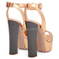 New Fashion Women Open Toe Gold High Platform Chunky Heel Pumps Mirror Patent Leather Ankle Strap High Heels Dress Shoes