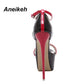 Aneikeh 2024 Fashion Peep Toe High-heeled Sandals Sexy 16CM High Heels  Buckle Strap Nightclub Party Shoes Big Size 40 Black