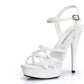 Hot! Women Summer Sandals Patent Leather Platform Sandals High-heeled Shoes 15cm  Fashion Shows Thin Heels Plus-size pumps 34-44