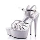 Hot! Women Summer Sandals Patent Leather Platform Sandals High-heeled Shoes 15cm  Fashion Shows Thin Heels Plus-size pumps 34-44