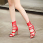 Lasyarrow Women High Heels Sexy Ladies Cut Out Roman Sandals Gladiator Bootie Stilettos Open Toe Shoes Woman Buckle Strap RM294