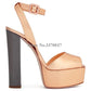 New Fashion Women Open Toe Gold High Platform Chunky Heel Pumps Mirror Patent Leather Ankle Strap High Heels Dress Shoes