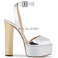 New Fashion Women Open Toe Gold High Platform Chunky Heel Pumps Mirror Patent Leather Ankle Strap High Heels Dress Shoes