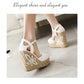 Wedge Sandals Women Summer Shoes Fashion Knitted Platform Gladiator Flip Flops Casual White Pink Party Shoe Female Large Size 45