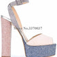 New Fashion Women Open Toe Gold High Platform Chunky Heel Pumps Mirror Patent Leather Ankle Strap High Heels Dress Shoes