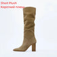 QUTAA  Fashion Women Winter Genuine Leather Knee High Boots Lady Pointed Toe High Heels Party Shoes INS Woman Long Boots 34-43