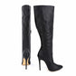 LOSLANDIFEN 2024 Winter Over The Knee Women Boots Leather Sexy High Heels Slip on Shoes Pointed Toe Woman Long  Size 35-42