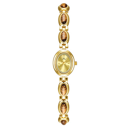 BS Gold Retro Rich Tigereye Chain Watch