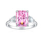 S925 Colorful Rectangular Rhinestone Ring Ins Fashion Love Rings For Women Luxury Jewelry