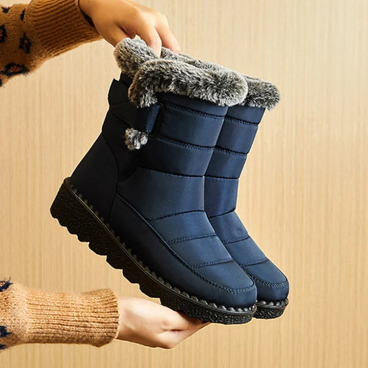 Waterproof Winter Boots for Women 2024 New Faux Fur Long Plush Snow Boots Woman Platform Ankle Boots Warm Cotton Couples Shoes