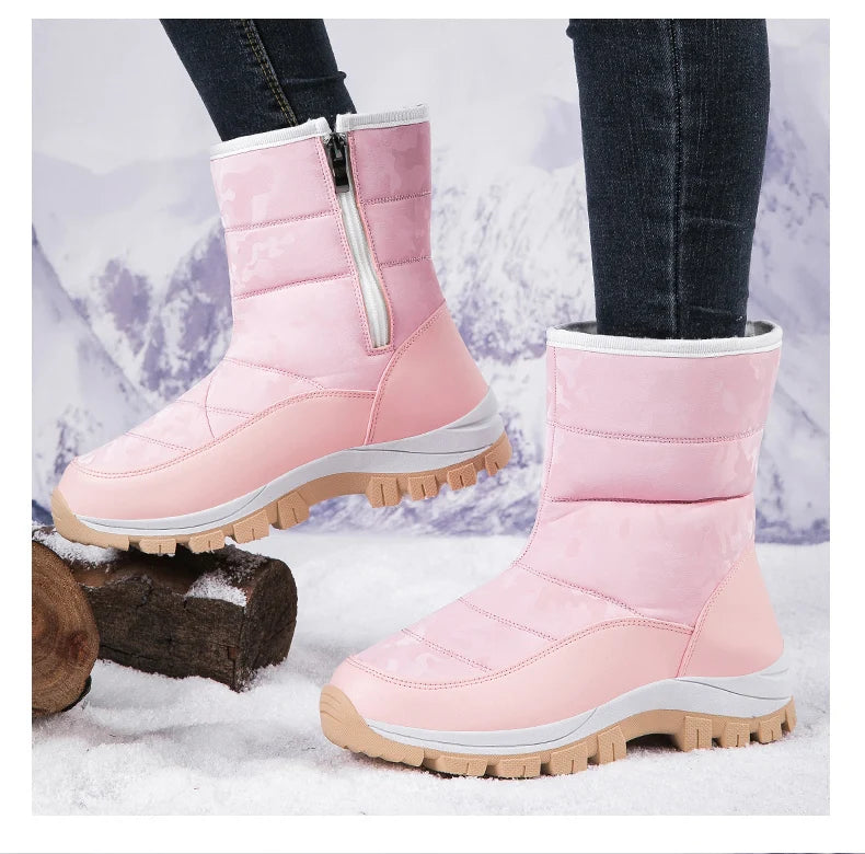 High-top Plus Velvet Women's Snow Boots Comfortable Non-slip Women Cotton Shoes Outdoor Waterproof Boots Warm Women Sports Shoes