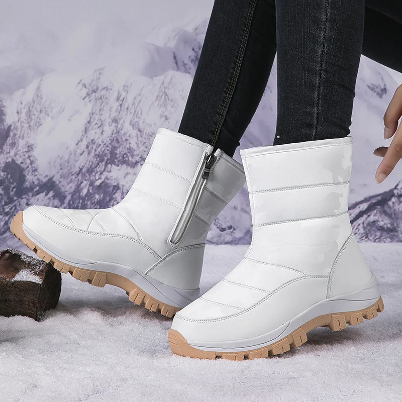 High-top Plus Velvet Women's Snow Boots Comfortable Non-slip Women Cotton Shoes Outdoor Waterproof Boots Warm Women Sports Shoes