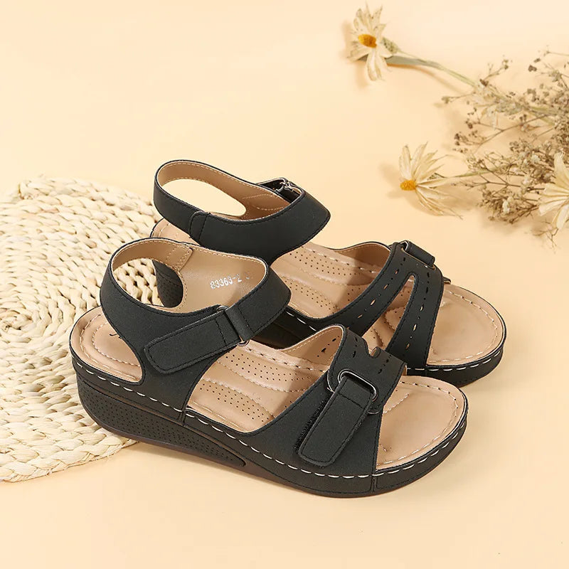 New 2024 Summer Casual Fish Mouth Sandals, Roman Style Sandals, Women Wear Velcro Casual Shoes, Beach Shoes