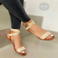 Summer New Fashion Ankle Wrap Outdoor Beach Comfortable Peep Toe Solid Color Sandals Women's Shoes on Offer 2023