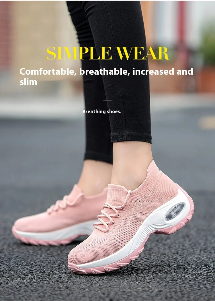 Women Casual Shoes Yellow Walk Shoes Arch Support Casual Sneakers Air Cushion Sport Running Shoes Breathable Autumn Sock Sneaker