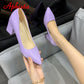 Aphixta New 2.9Inch Pointed Tou Patent Leather Shoes Women Pumps Purple Colorful Thick Heels Work Pointed Toe Heels Plus Size 50