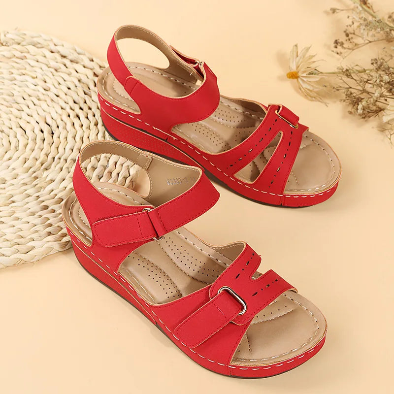 New 2024 Summer Casual Fish Mouth Sandals, Roman Style Sandals, Women Wear Velcro Casual Shoes, Beach Shoes