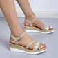 Summer Wedge Sandals  Buckle Strap Platform Rome Sandals Woman Open Toe Thick Bottom No-Slip Sandalias Mujer Plus Size 36-43