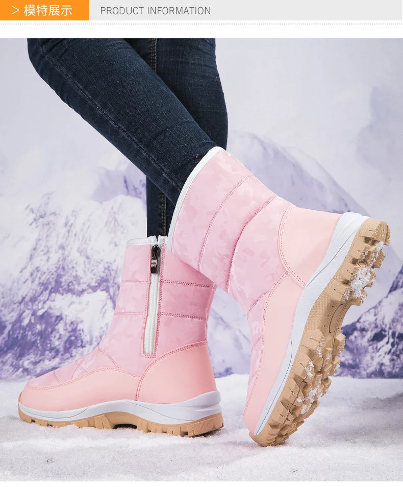 High-top Plus Velvet Women's Snow Boots Comfortable Non-slip Women Cotton Shoes Outdoor Waterproof Boots Warm Women Sports Shoes