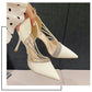 Pumps Women New Autumn Evening Party High Heels Ladies Pointed Toe Nude Leather Black Suede Gold Patent Leather Strappy